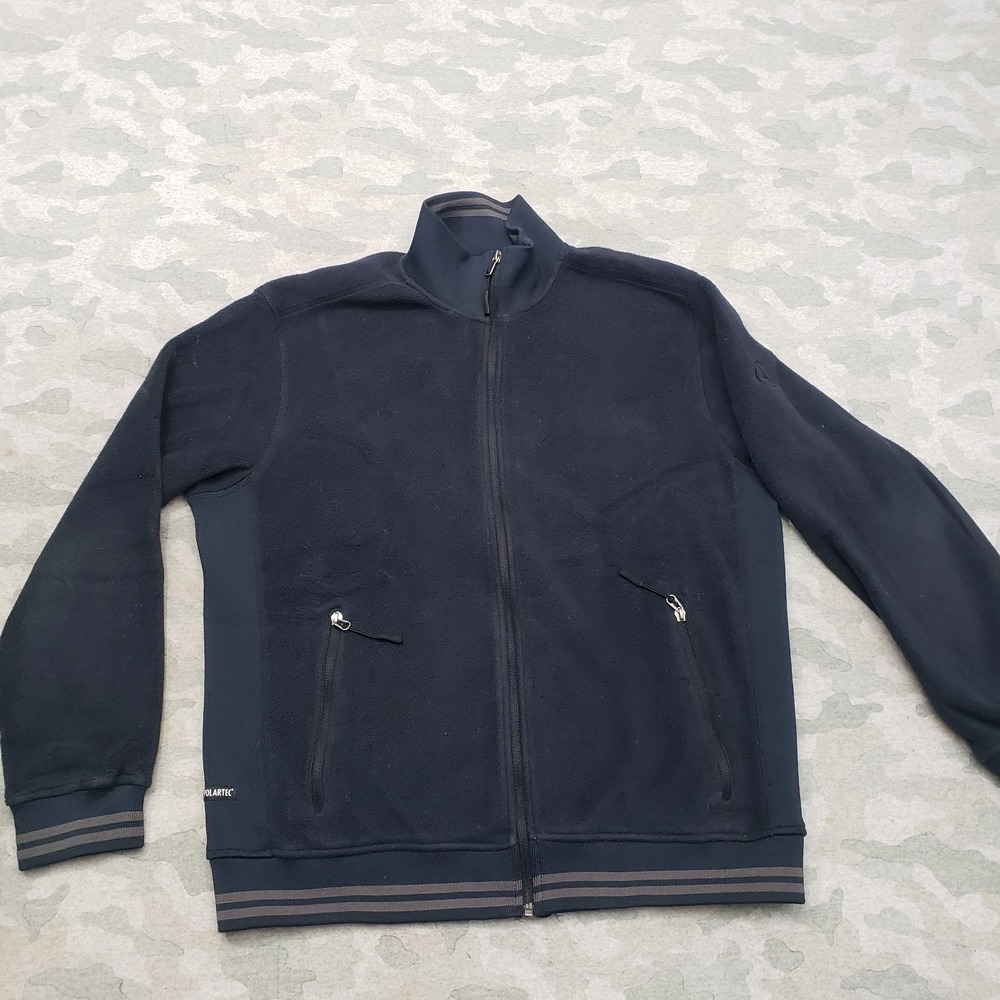 Aigle Sweatshirt Mens XL Blue Fleece Bomber Full Zip Pockets Long Sleeve